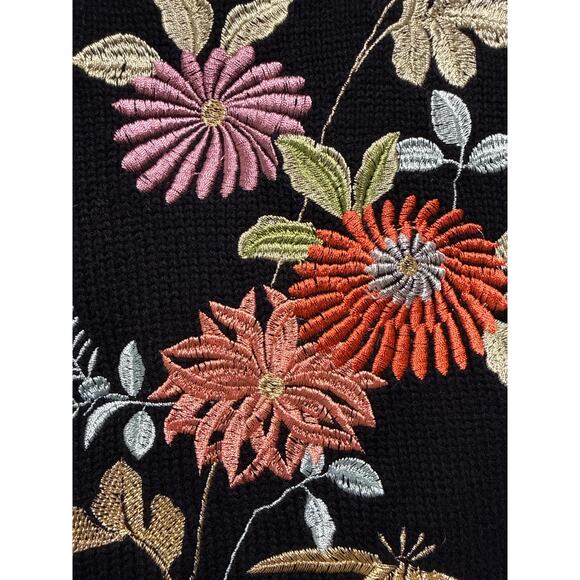 Anthropologie Tiny Cotton Knit Shimmer Floral Embroidered Sweater Size Small - Picture 4 of 7